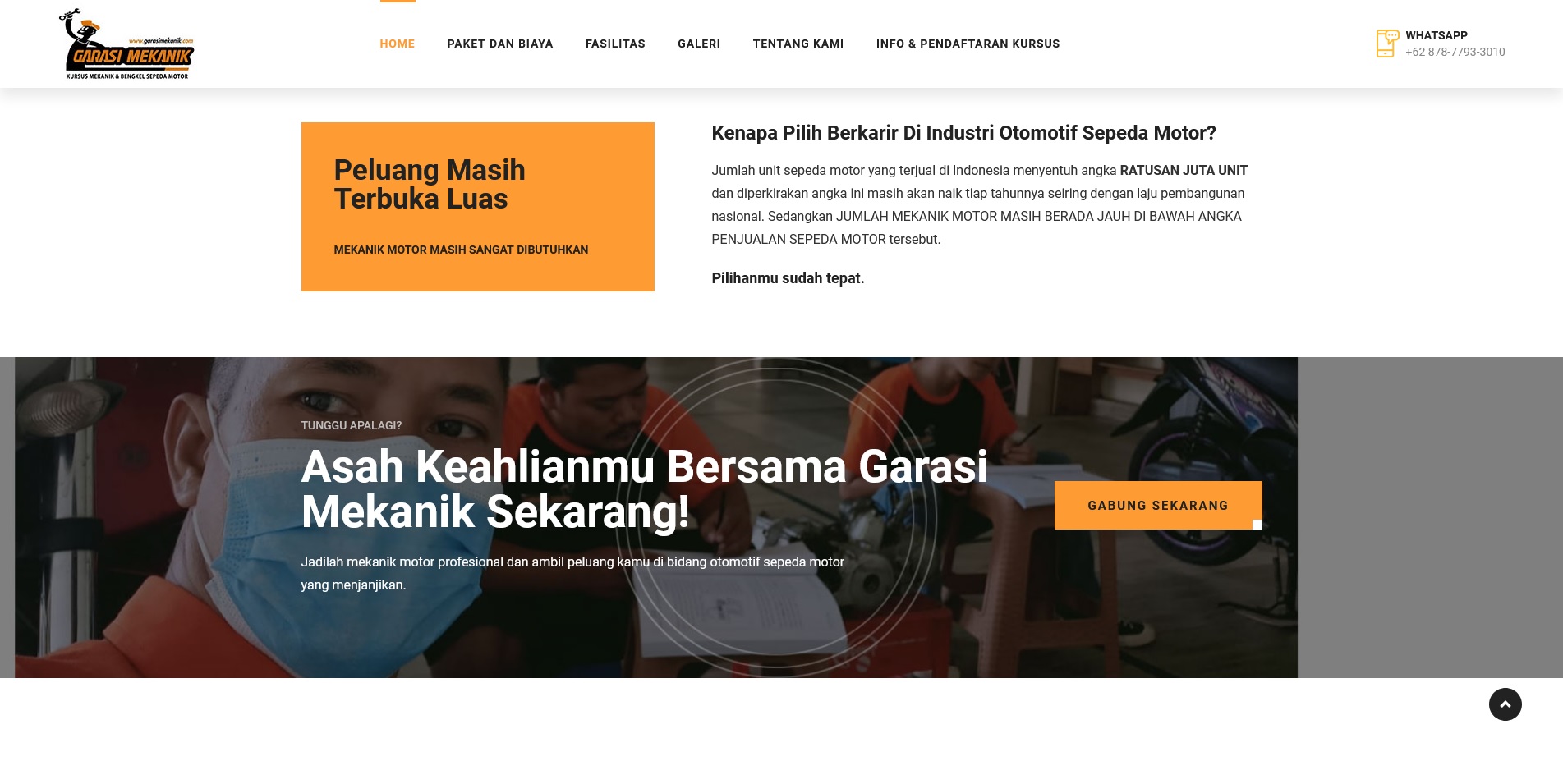 Website garasi mekanik dikembangkan dengan mengutamakan selling point yang baik